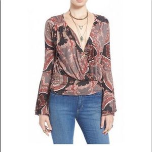 Free people Fiona floral wrap shirt